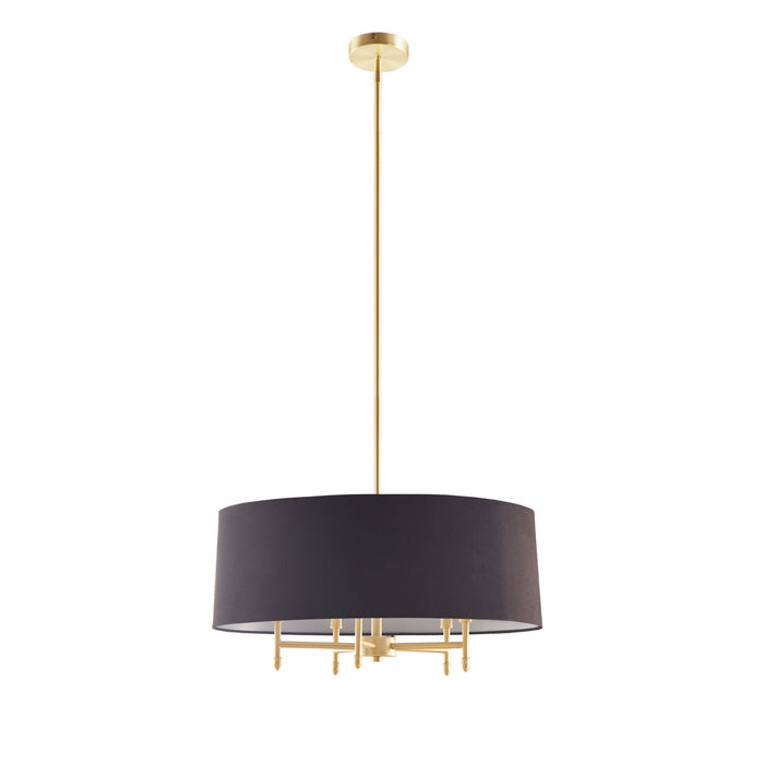 Presidio - 5-Light Black Drum Shade Chandelier - Gold / Black - Simple Home Plus