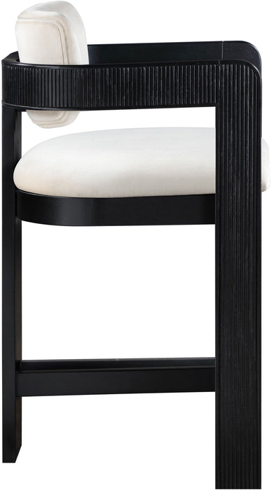 Sacha - Velvet Stool With Black Base - Simple Home Plus
