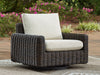 Kimora - 7 Pc. - 4-Piece Outdoor Sectional, Swivel Glider Lounge, Cocktail Table, End Table - Beige / Dark Brown - Simple Home Plus
