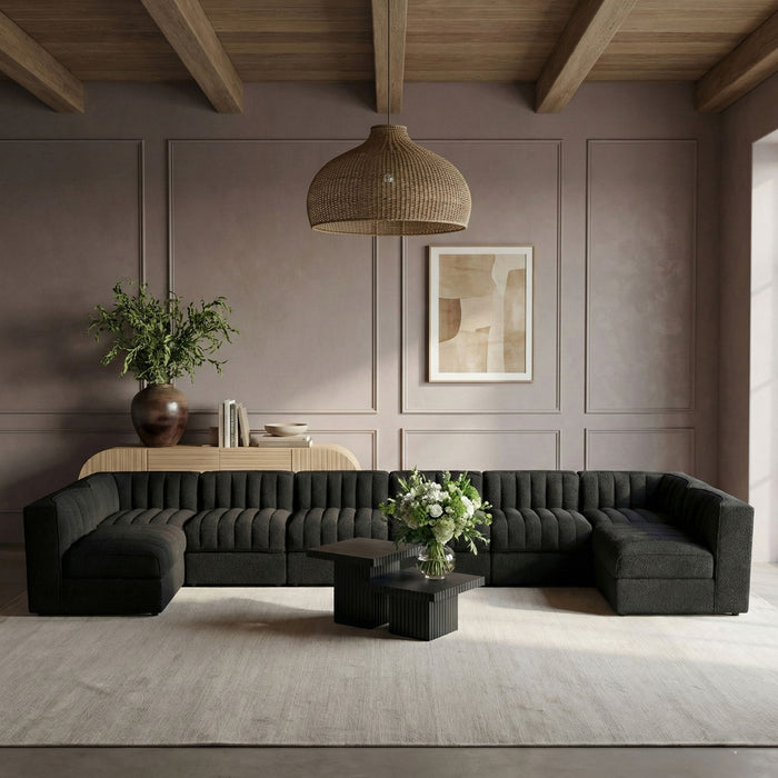 Rummi - Velvet Performance Fabric Upholstered 8 Piece Modular Sectional (With 2 Corner Chairs) - Simple Home Plus