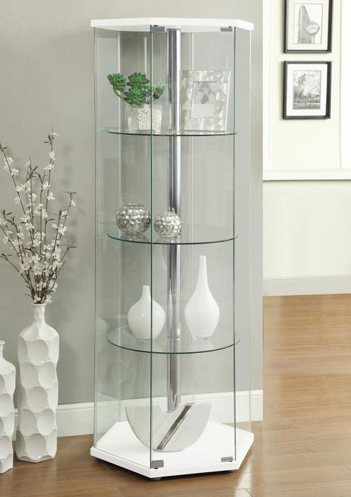 Zahavah - 4-Shelf Hexagonal Clear Glass Curio Cabinet - Simple Home Plus