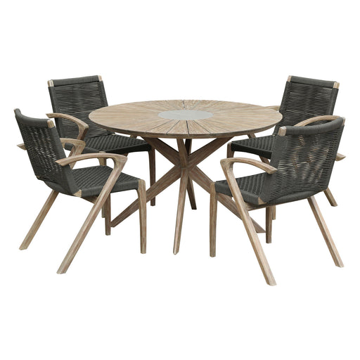 Oasis And Brielle - Outdoor 5 Piece Dining Set - Light Eucalyptus - Simple Home Plus