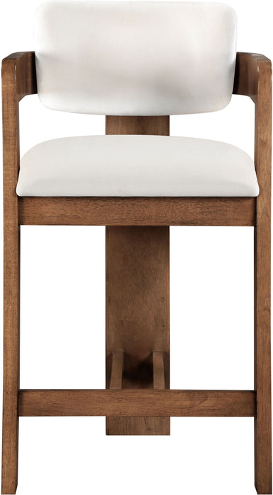 Sacha - Velvet Stool With Brown Base - Simple Home Plus