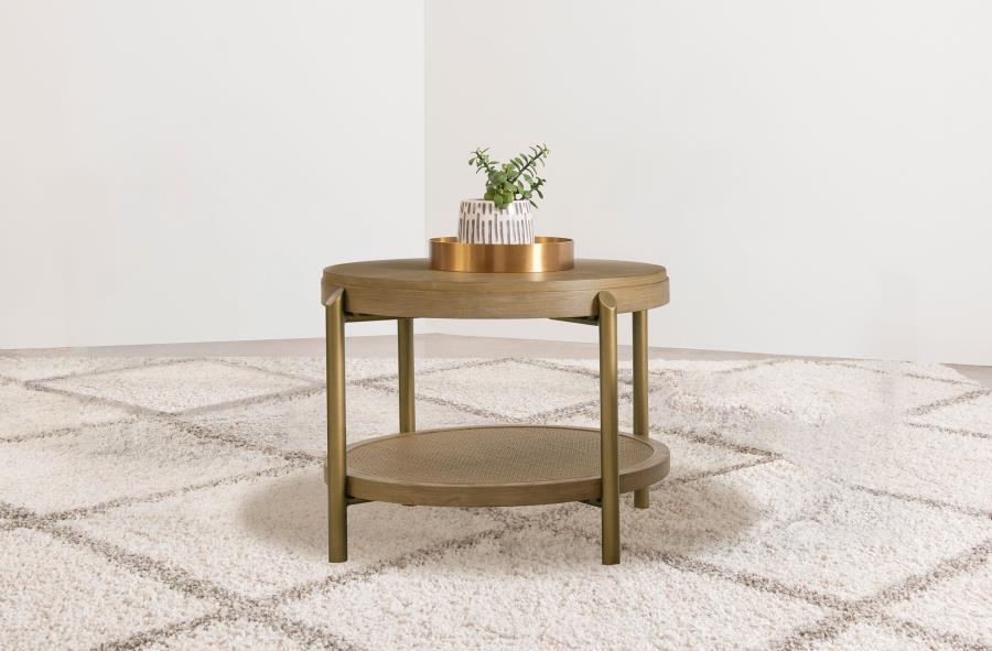 Arini - Round End Side Table With Storage Shelf - Simple Home Plus