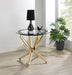 Brooke - Round Glass Top Side End Table Metal Base - Simple Home Plus
