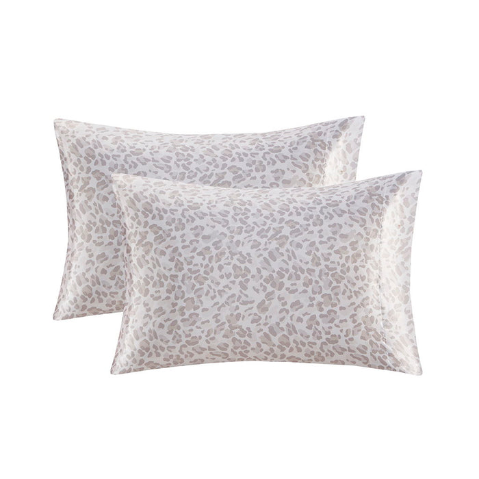 Printed Satin - Twin Sheet Set - Taupe Leopard - Simple Home Plus
