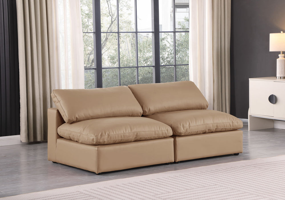 Comfy - Faux Leather Modular Armless Sofa 2 Pieces - Light Brown - Simple Home Plus