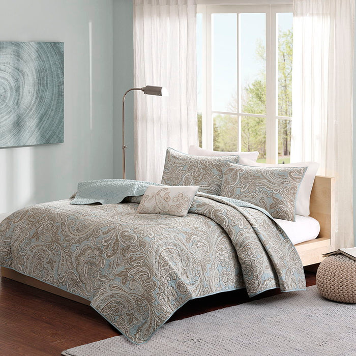 Ronan - 4 Piece Coverlet Set - Blue - Simple Home Plus