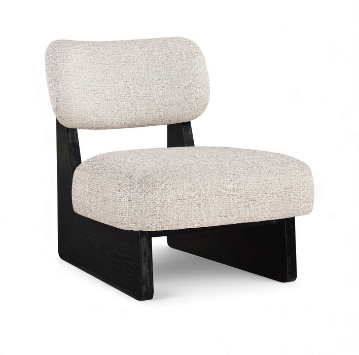 Vetra - Linen Textured Fabric Upholstered Accent Chair With Black Base - Simple Home Plus