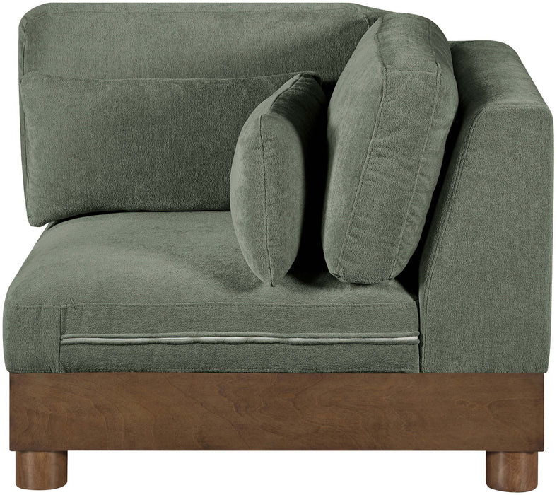 Turin - Chenille Fabric Upholstered Modular Corner Chair - Walnut Base - Simple Home Plus