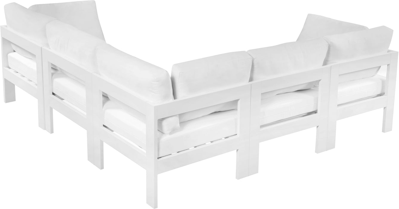 Nizuc - Outdoor Patio 5 Piece Modular Sectional With White Frame - Simple Home Plus