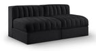 Rummi - Velvet Performance Fabric Upholstered 2 Piece Modular Armless Loveseat - Simple Home Plus