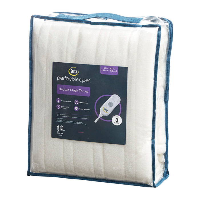 Fleece to Sherpa - Heated Throw Extra Comfort - Ivory - Simple Home Plus