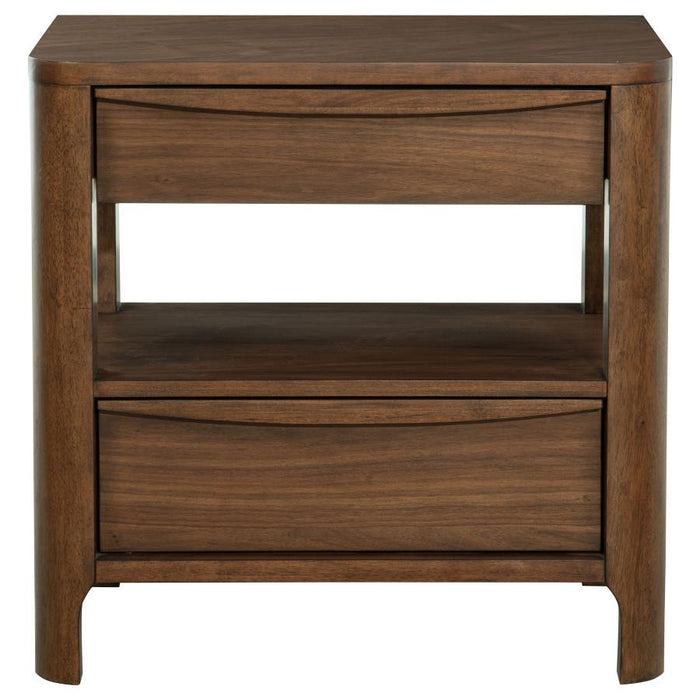 Maderia - 2-Drawer Nightstand Bedside Table - Walnut - Simple Home Plus