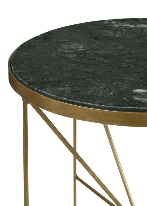 Eliska - Round Green Marble Top Accent Side Table - Antique Gold - Simple Home Plus