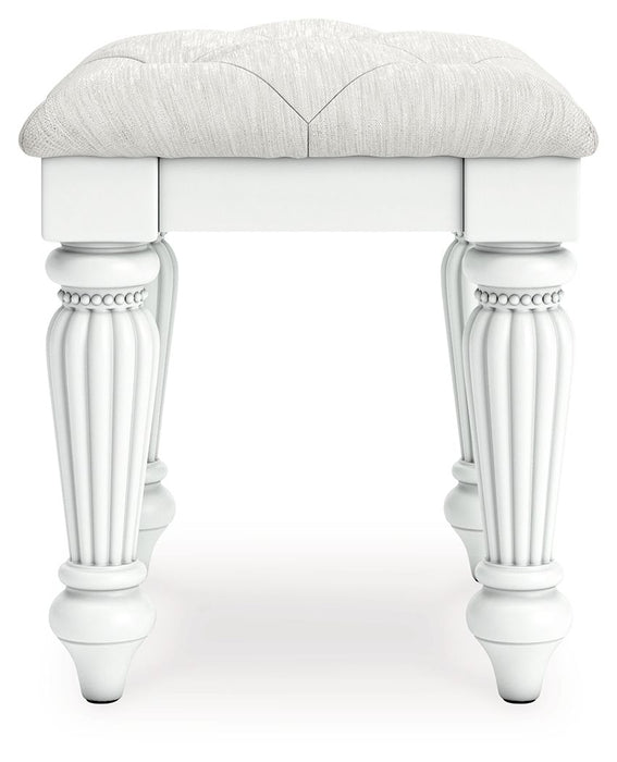Kozlani - Vanity Upholstered Stool - White - Simple Home Plus