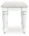 Kozlani - Vanity Upholstered Stool - White - Simple Home Plus