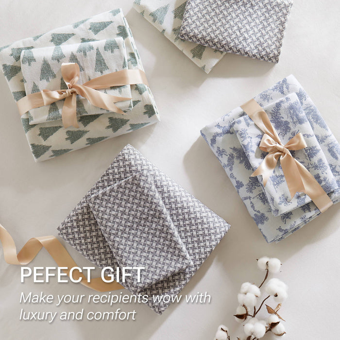 Cozy Cotton Flannel - King Printed Sheet Set - Ikat Tree