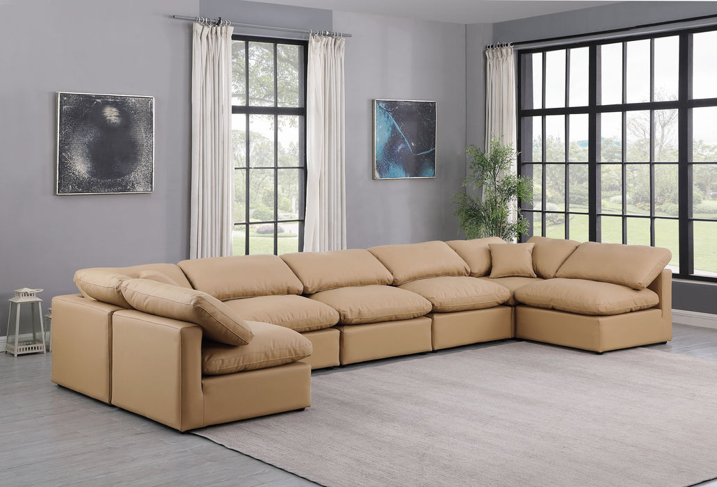 Indulge - Faux Leather 7 Piece Modular U-Shaped Sectional - Tan - Simple Home Plus