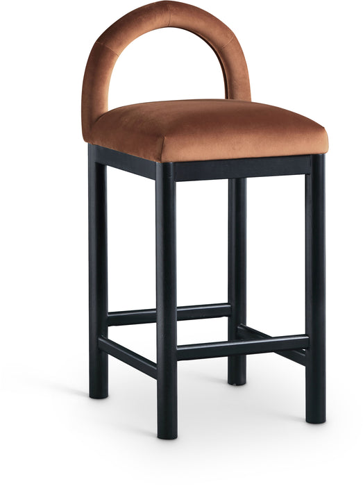 Conrad - Velvet Counter Stool With Black Legs - Simple Home Plus
