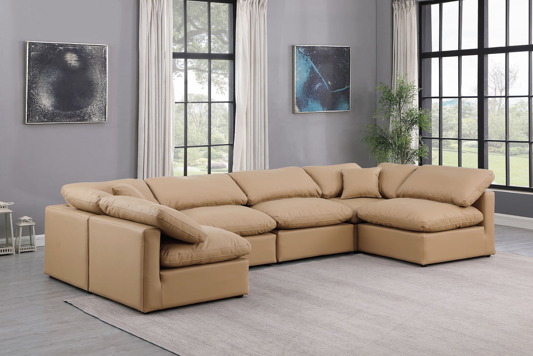 Indulge - Faux Leather 6 Piece Modular U-Shaped Sectional - Tan - Simple Home Plus