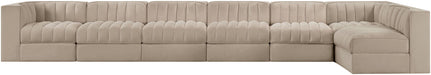Rummi - Velvet Performance Fabric Upholstered 7 Piece Modular Sectional, L-Shaped (Right) - Simple Home Plus