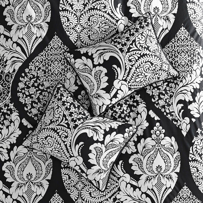 Vienna - 7 Piece Queen Cotton Printed Comforter Set - Black - Simple Home Plus