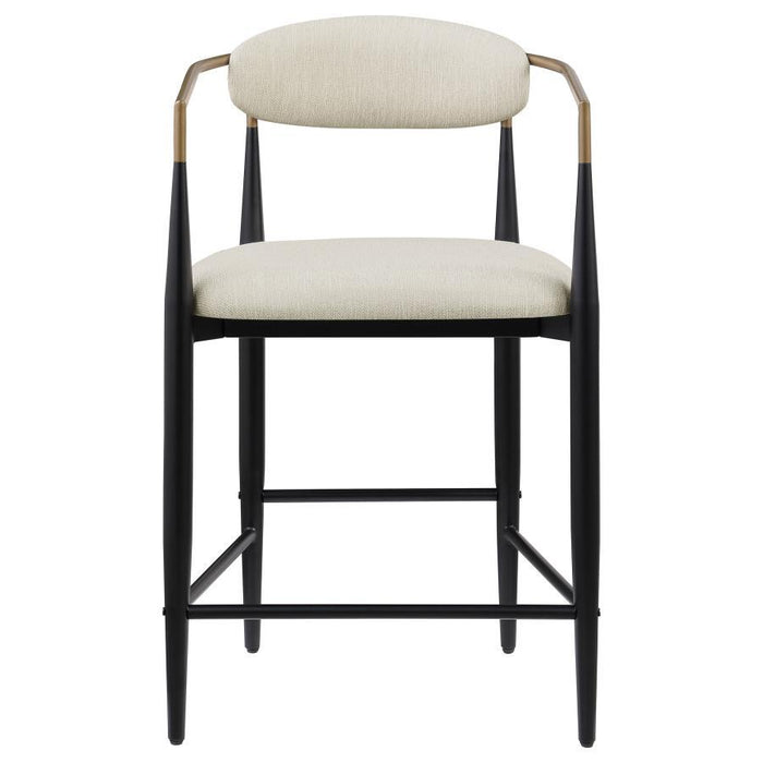 Tina - Metal Counter Height Bar Stool With Upholstered Back And Seat (Set of 2) - Simple Home Plus