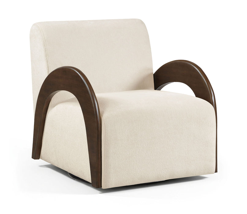 Neria - Chenille Fabric Upholstered Swivel Accent Chair - Painted Brown Base - Simple Home Plus