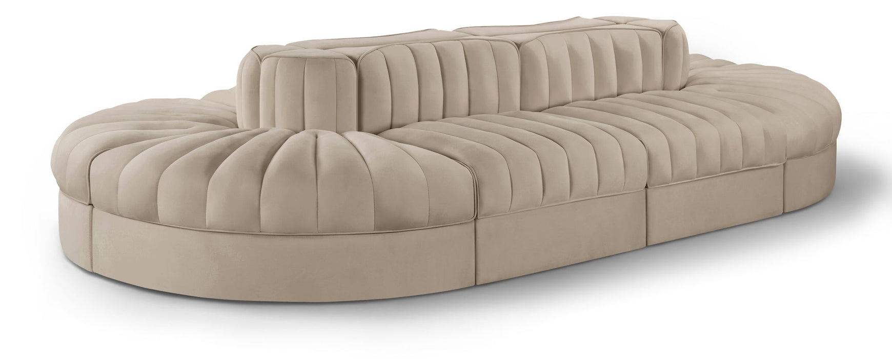 Rummi - Oval Velvet Performance Fabric Upholstered 8 Piece Modular Sectional - Simple Home Plus