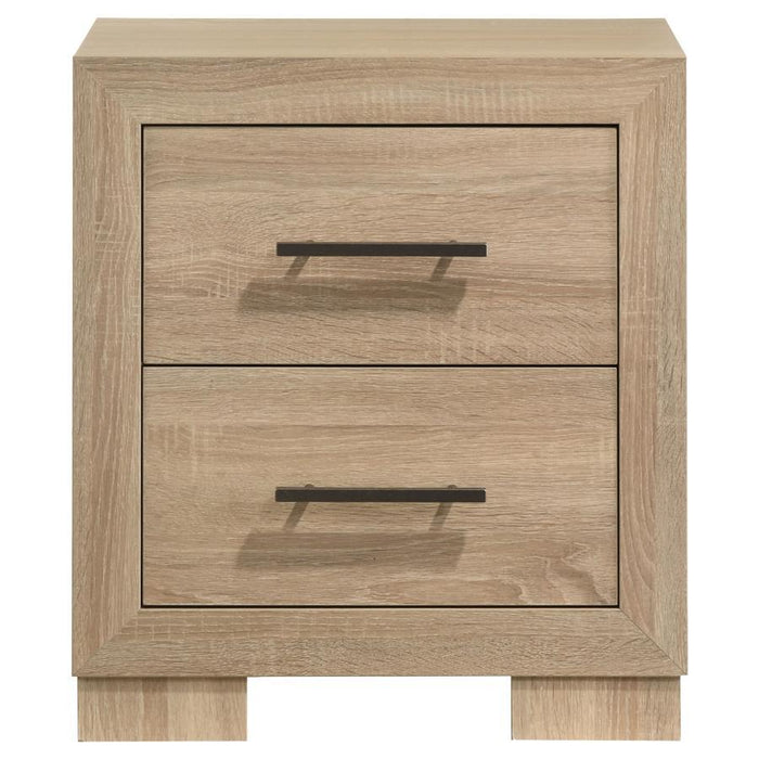 Arielle - 2-Drawer Bedroom Nightstand With Casters - Light Oak - Simple Home Plus