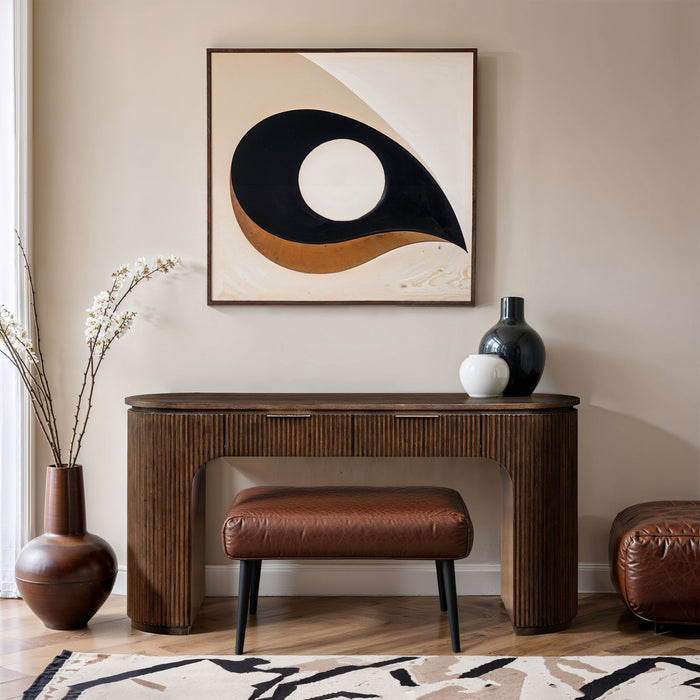 Astrid - Solid Wood And Oak Veneer Desk - Simple Home Plus