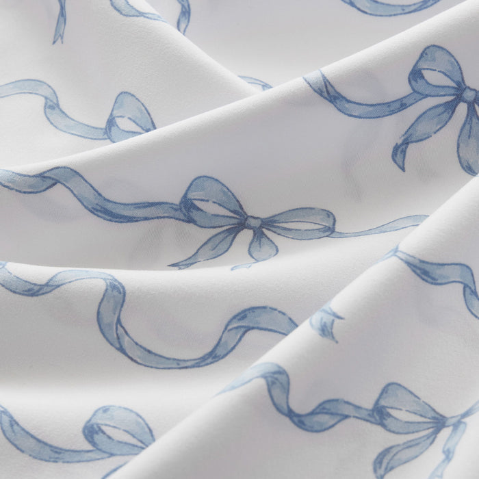 Microfiber Ruffle - Queen Sheets - Blue Bow