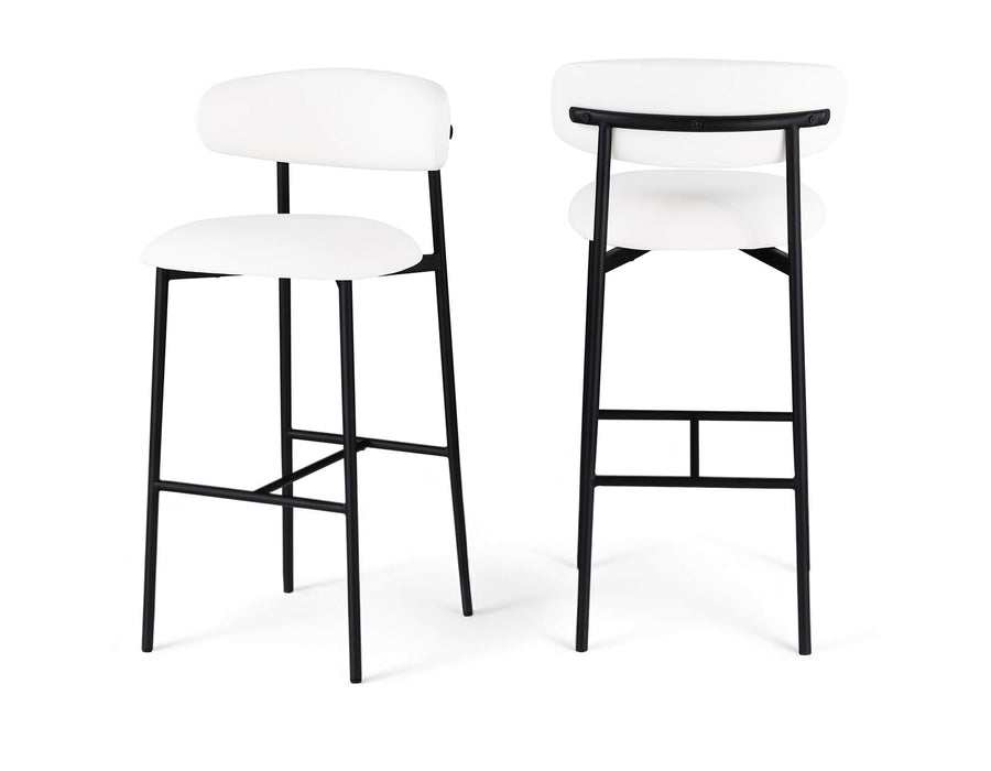 Lupita - Vegan Leather Upholstered Bar Stool With Matte Black Frame (Set of 2) - Simple Home Plus
