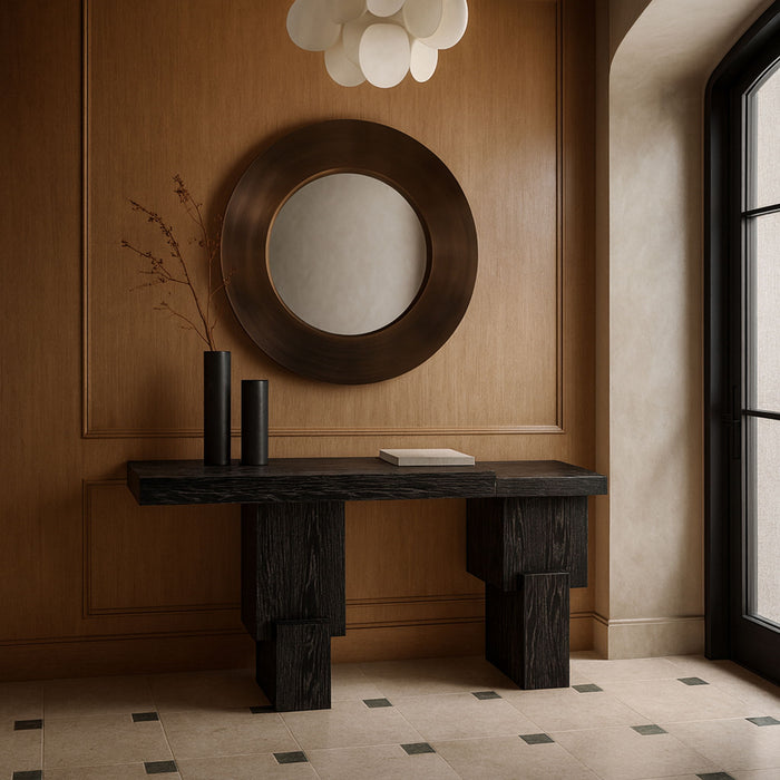 Anzio - Oak Veneer And Solid Wood Console Table - Simple Home Plus