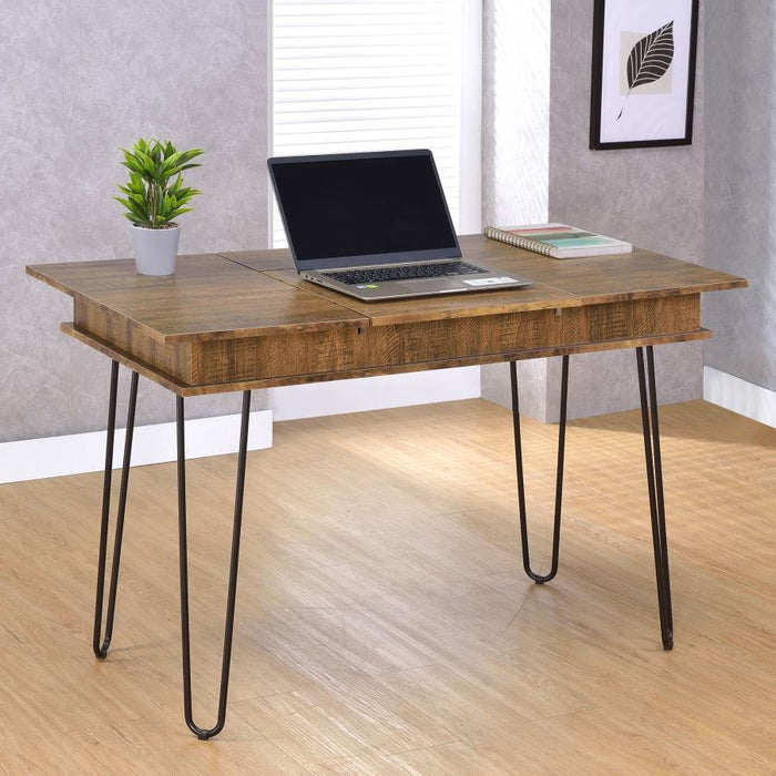 Sheeran - Writing Desk With Storage - Rustic Amber - Simple Home Plus