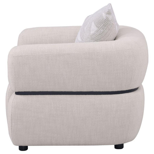 Jeanette - Fabric Upholstered Round Arm Accent Chair - Beige - Simple Home Plus