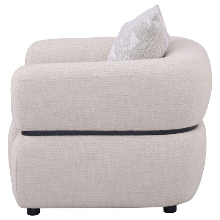 Jeanette - Fabric Upholstered Round Arm Accent Chair - Beige - Simple Home Plus
