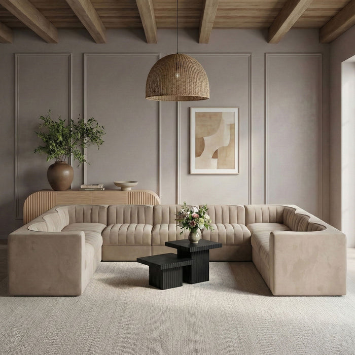 Rummi - Velvet Performance Fabric Upholstered 9 Piece Modular Sectional - Simple Home Plus