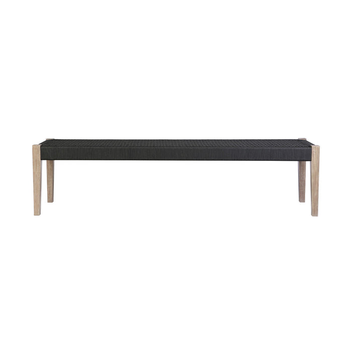 Camino - Indoor Outdoor Dining Bench - Eucalyptus Wood And Charcoal Rope
