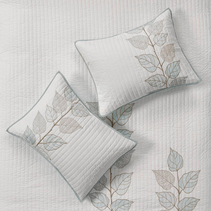 Caelie - King 6 Piece Reversible Coverlet Set - Blue - Simple Home Plus