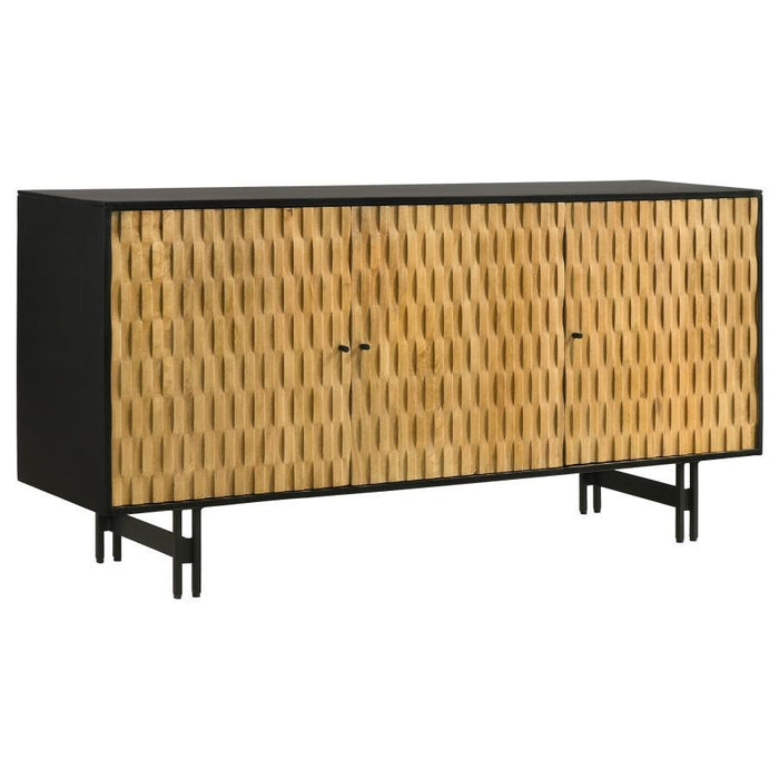 Aminah - 3 Door Wood Accent Cabinet - Natural And Black - Simple Home Plus