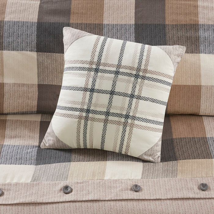 Ridge - King 6 Piece Herringbone Duvet Cover Set - Neutral - Simple Home Plus