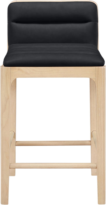Ellis - Vegan Leather Upholstered Counter Stool (Set of 2) - Natural Base - Simple Home Plus