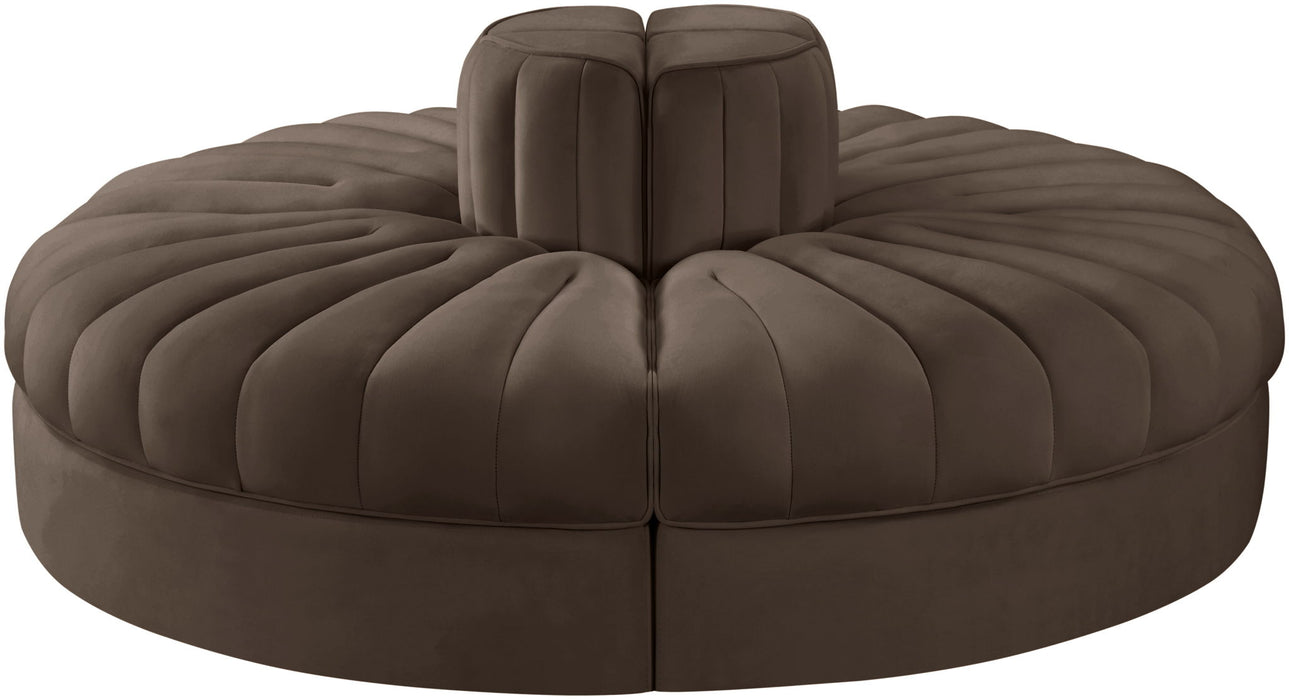 Rummi - Round Velvet Performance Fabric Upholstered 4 Piece Modular Sofa - Simple Home Plus