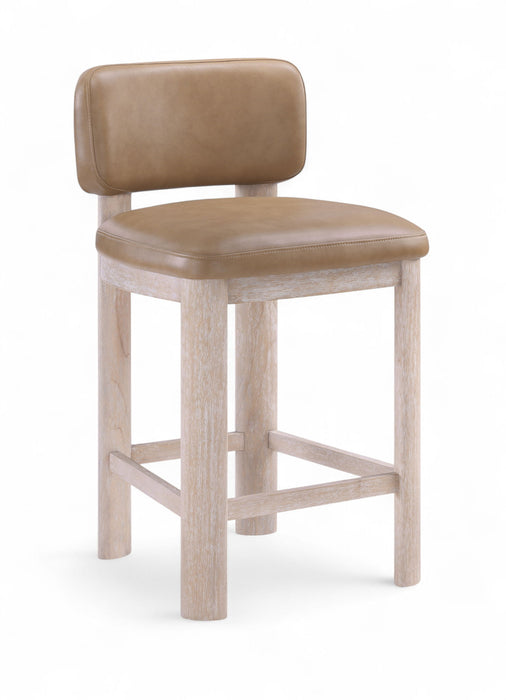 Paloma - Vegan Leather Upholstered Counter Stool (Set of 2) - Tan / Rich Natural - Simple Home Plus