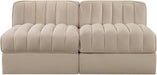 Rummi - Velvet Performance Fabric Upholstered 2 Piece Modular Armless Loveseat - Simple Home Plus