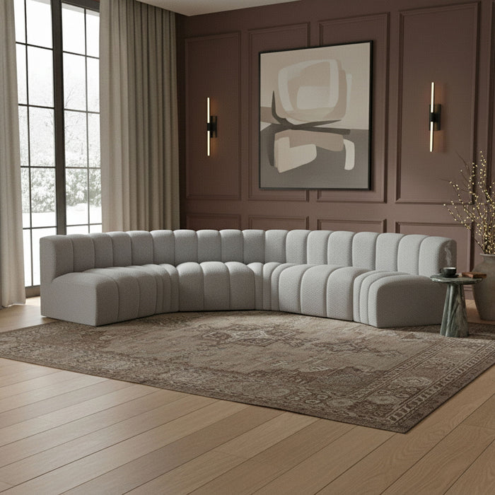 Arc - Boucle Fabric 6 Piece U-Shaped Modular Sofa - Simple Home Plus