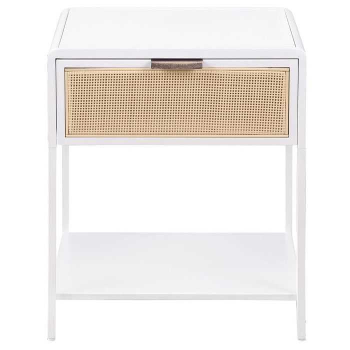 Amherst - 1-Drawer Radio Weave Rattan Metal Side Table - Simple Home Plus
