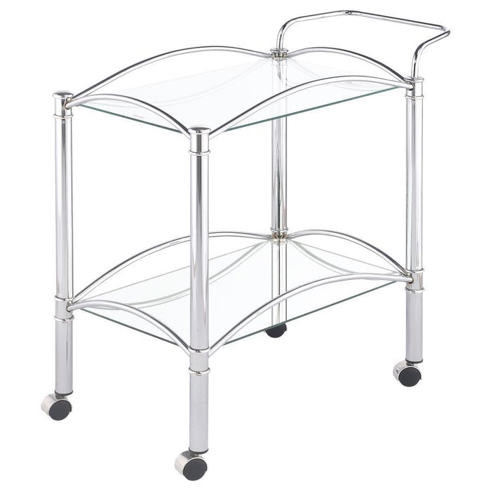 Shadix - 2-Tier Rectangular Glass Shelf Metal Bar Cart - Chrome - Simple Home Plus